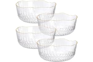 Frcctre 4 Pack Clear Plastic Serving Bowls, 70 Ounce Crystal Salad Mixing Bowl, 9 Inch Round Plastic Bowls Catering Bowls for