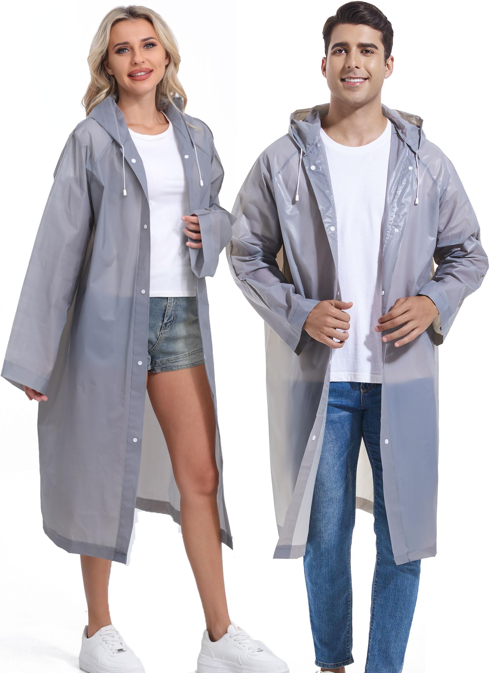 Borogo Rain Ponchos for Adults Reusable 2Pcs