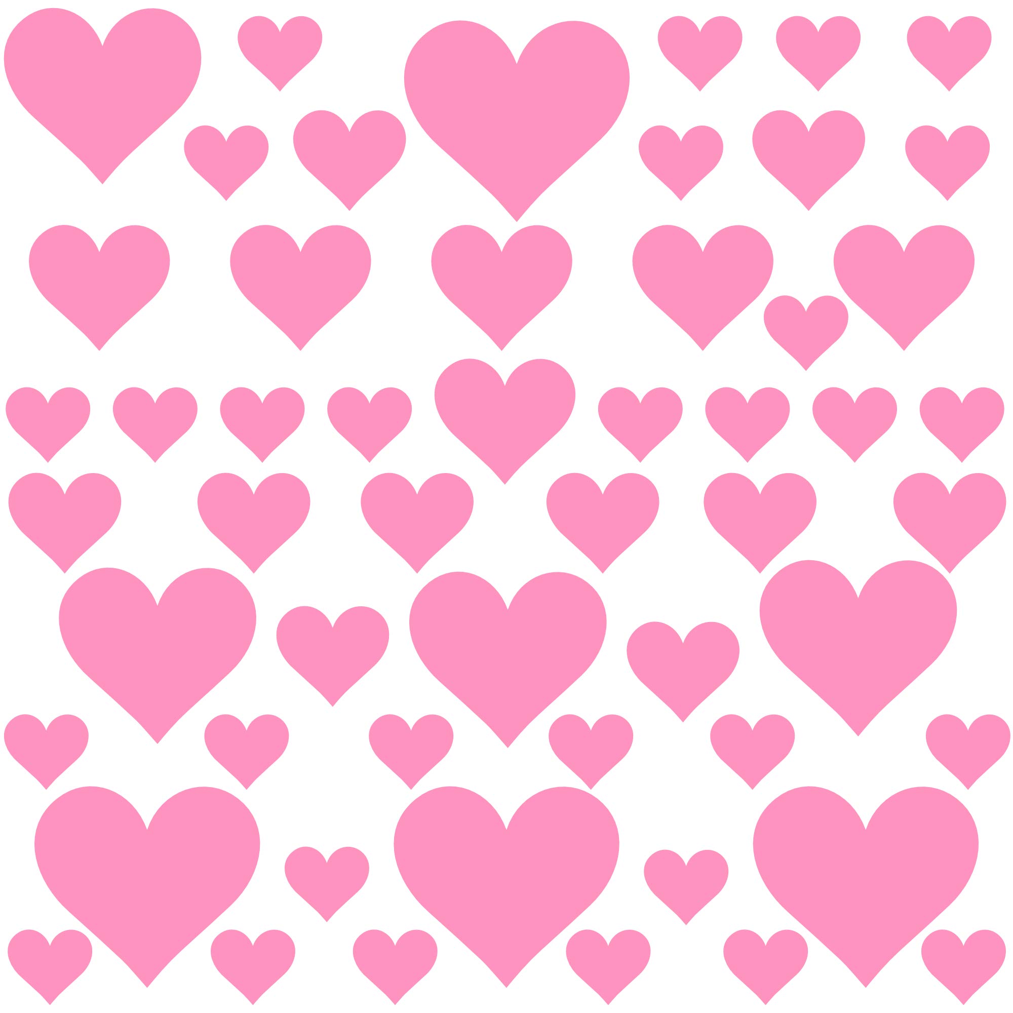 PREMYO Set of 54 Heart Wall Stickers Kids - Nursery Decor Easy to Apply - Decals for Bedrooms for Girls Rose Pink