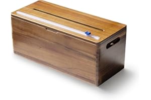 Simluxe 12" Acacia Wrap Dispenser with Slide Cutter – Plastic Wrap, Foil & Butcher Paper Holder for Kirkland, Reynolds, Saran