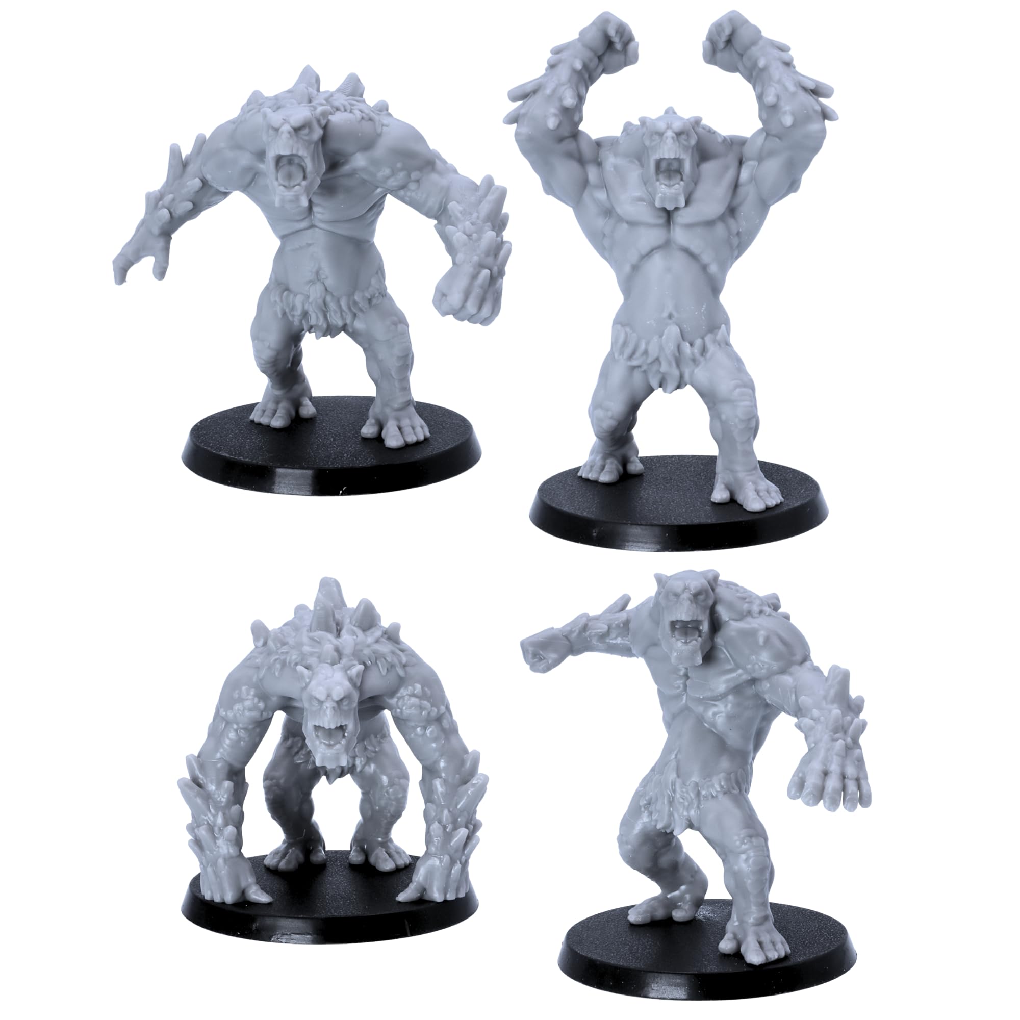 Forged Terrain Mountain Trolls Miniature Set โ 4 Fantasy Monster Models | 28mm-32mm Scale | Unpainted Resin Figures for Tabletop RPGs, D&D, Wargaming, Pathfinder