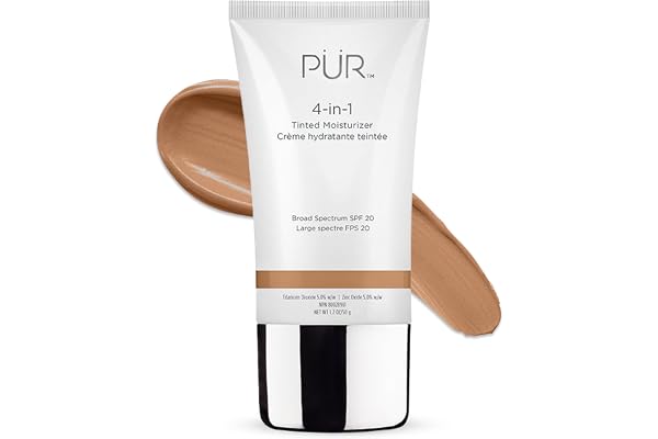 PÜR MINERALS 4-in-1 Tinted Moisturizer with SPF 20 - Hydrating Skin Tint Face Moisturizer, Primer & Foundation with Shea Butt