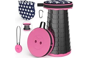 ALEVMOOM Upgraded Folding Stool with Cushion,Portable Collapsible Retractable Stool,Outdoor Chair,Yet More Sturdy Load Capacity 440lbs for Camping Garden Fishing Hiking BBQ with Carry Bag