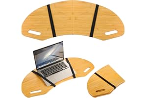 GlikCeil 29.5" Wood Curved Lap Desk Table Tray with Handles Wooden Foldable Desk Curved Bed Lap Board Keyboard Tray for Lapto