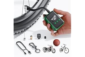 TIILETZOTE Electric Mini Bike Pump 130 PSI, Portable Bike Tire Pump with Gauge, Rechargeable Tiny Bicycle Inflator, Auto-shutoff Air Pump for Mountain/City/Road Bike with Presta & Schrader Valve