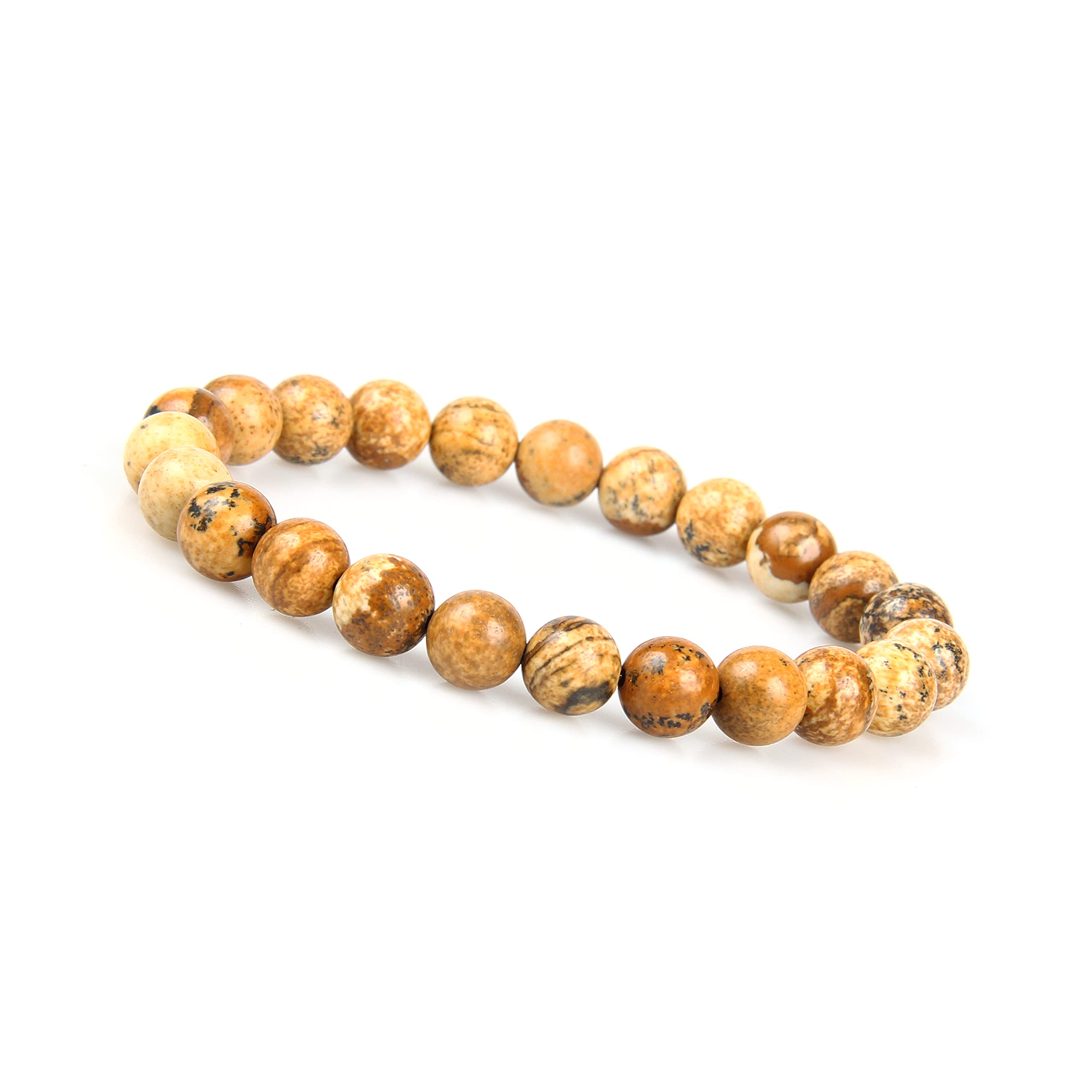 GD GOOD.designs EST. 2015 Chakra bead bracelet beige for men and women I Made from 8 mm marine sediment jasper natural stones I Single-coloured unisex bead chakra wristband — image 1