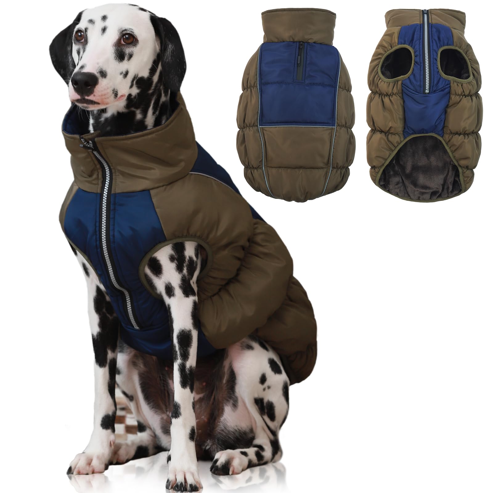 IECOii XXL Dog Coat,Dog Winter Coat For Large Dogs,Fleece Dog's Cold Weather Coats Waterproof Pet Jackets,Extra Large Coats For Male Female Dogs,Zippered Cozy Dog's Puffer Vest Clothes,XX-Large