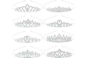 Lawie 8 Pack Birthday Tiaras for Girls, Rhinestone Crystal Princess Crowns, Silver Headbands Tiara, Party Dance Homecoming Wedding Bridals Crown for Women Princess Tiaras for Girl (Pack B)