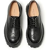 BEAU TODAY Women's Oxfords, Platform Oxfords for Women, Comfort Wingtip Brogue Dress Shoes, Chunky Leather Oxford Shoes for Women, Casual Lace-up Business Office Work Shoes