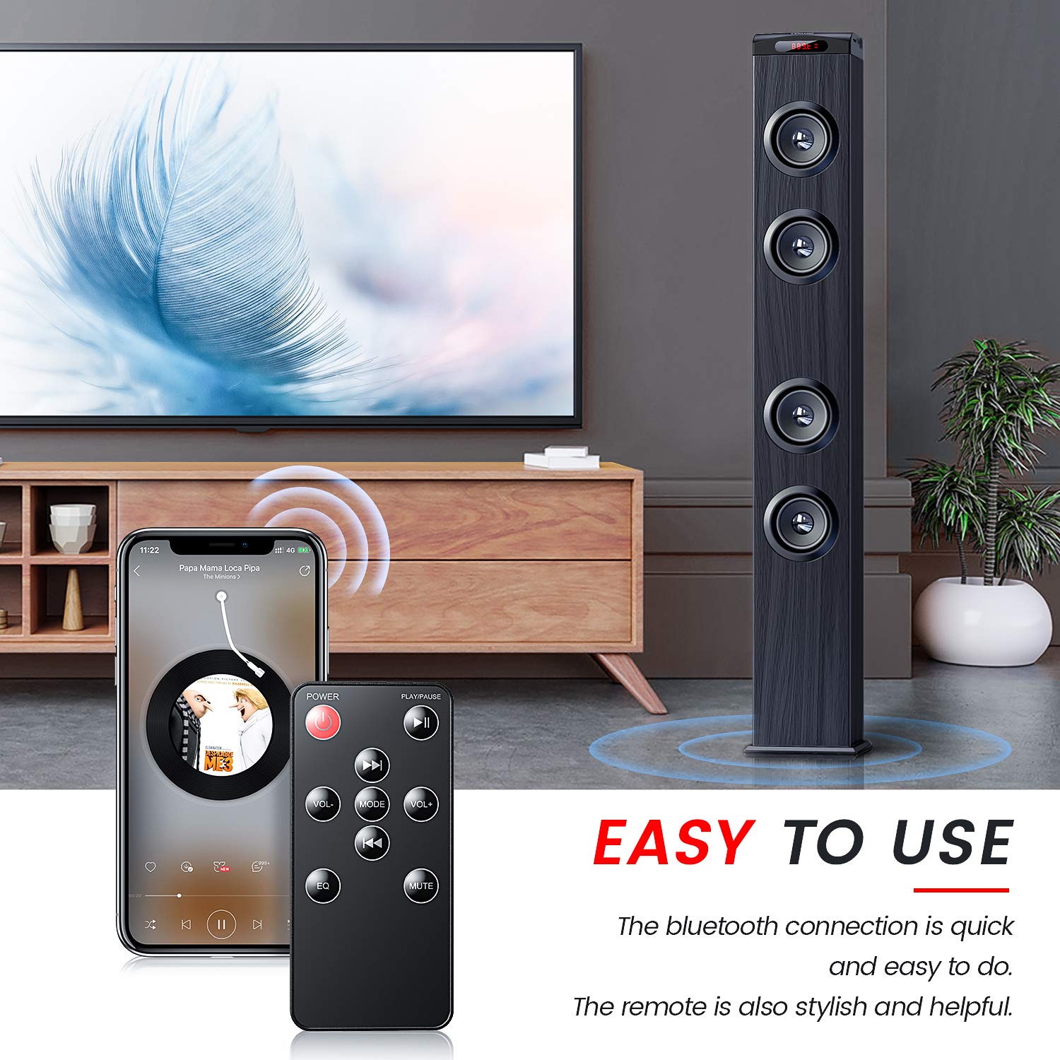 VENLOIC Floor Standing Bluetooth Tower Speaker, Floor Speakers For Home