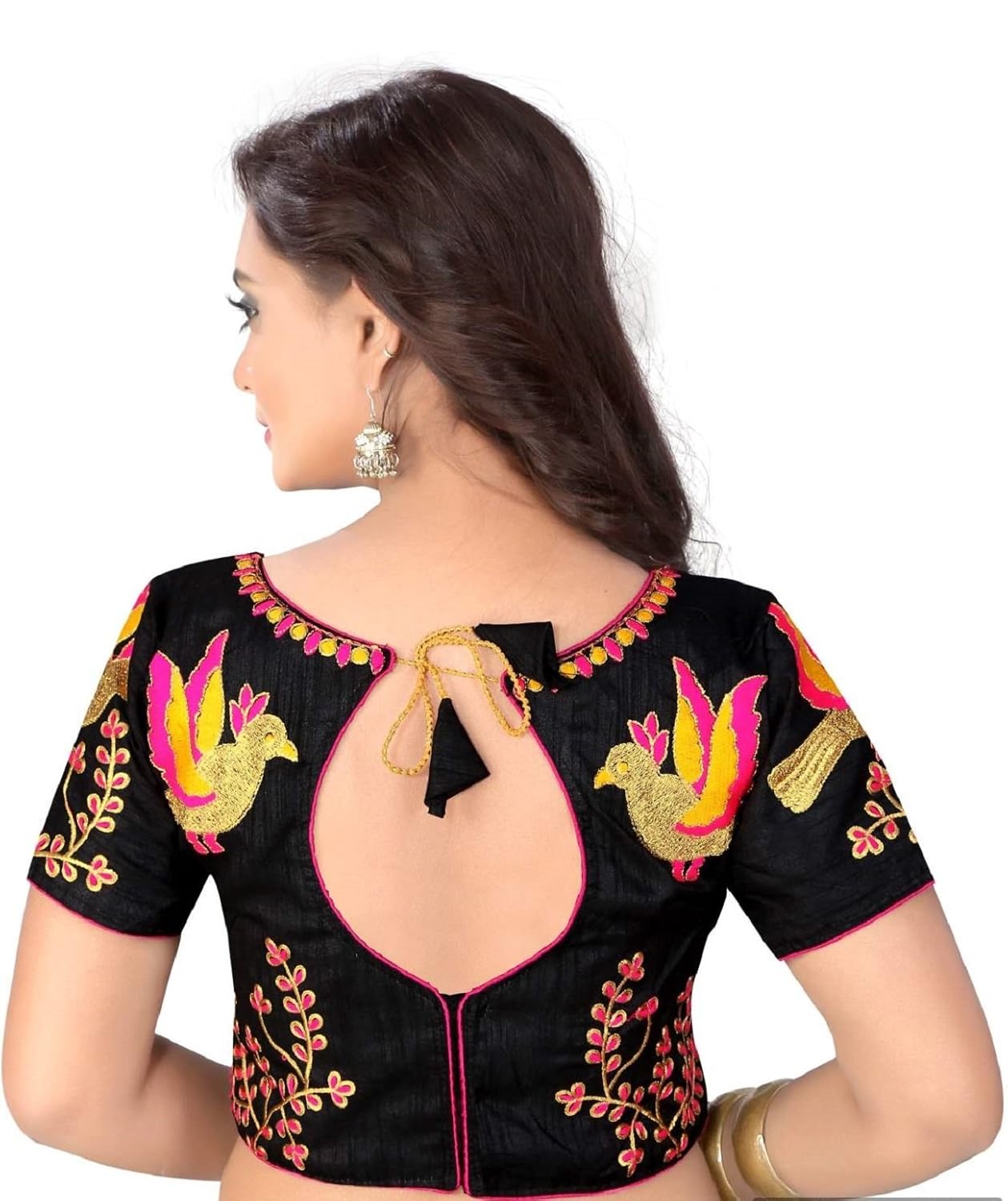 flowers fashion embroidered designer banglori silk ready made blouse