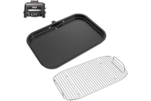 OG900 Griddle Pan and Rack for Ninja Woodfire XL OG800 & OG900 Series Grills Accessories, Non-Stick Flat Top Griddle Plate fo