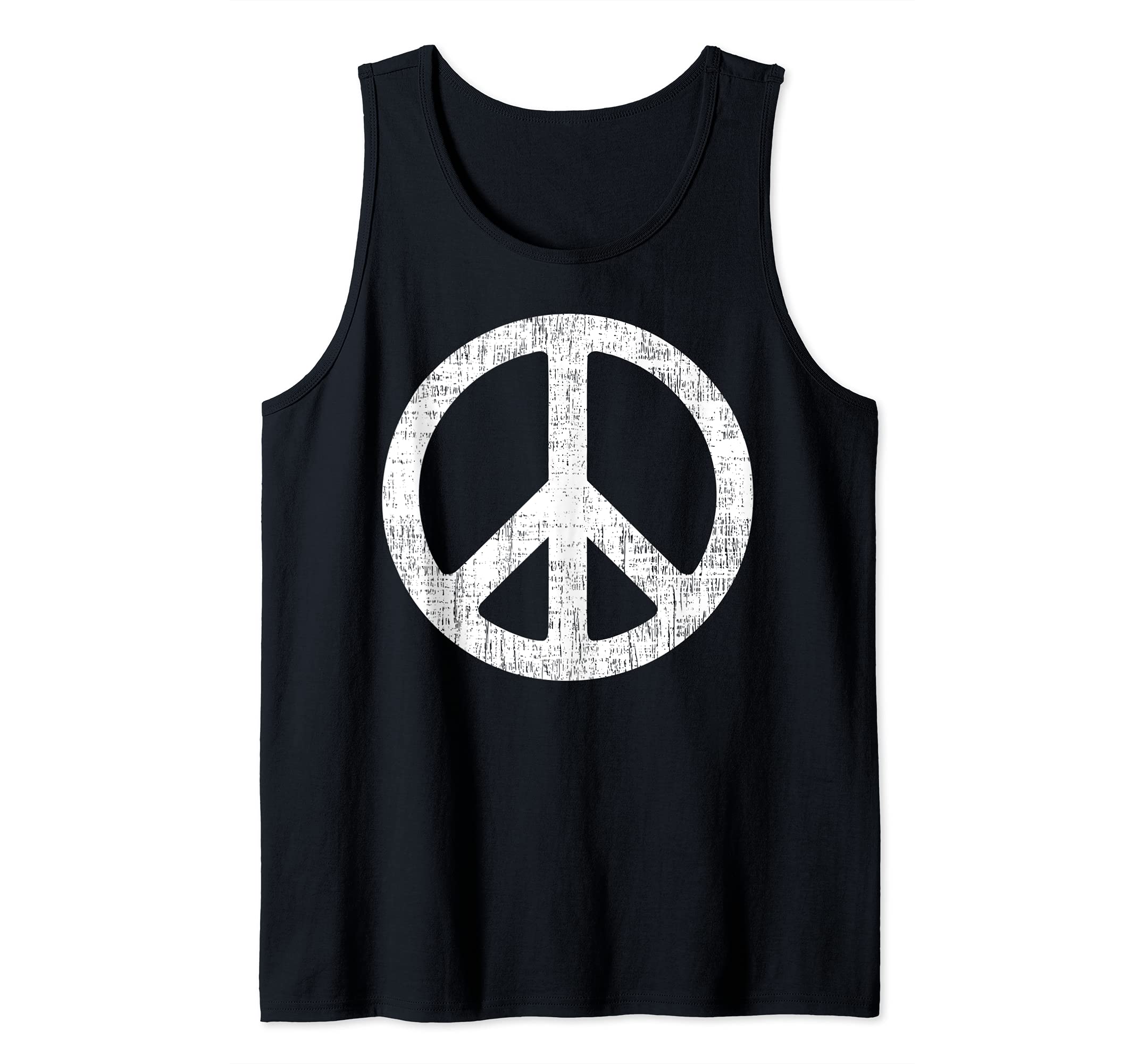 Photo 1 of vintage white distressed grungy peace sign symbolic design Tank Top size L 
