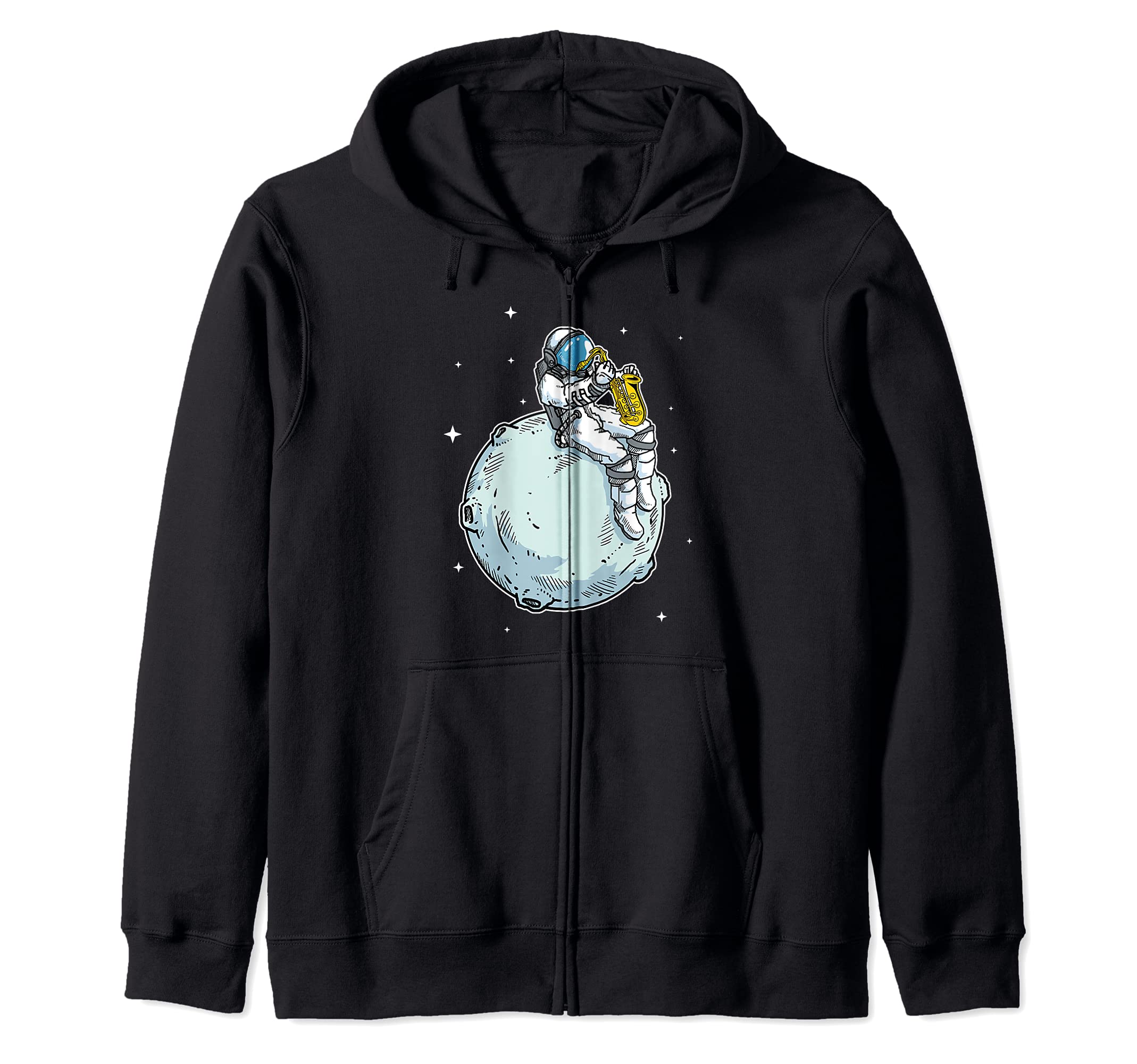 Astronaut Playing Saxophone Gift Jazz Music Sax Lover Zip Hoodie