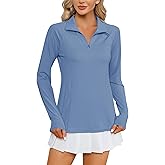 LOMON Women Long Sleeve Shirts Sun Protection 1/4 Zip Summer Quick Dry Hiking Shirts Quarter Zip Pullover for Women
