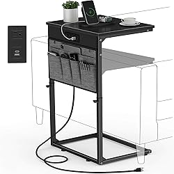 Vagusicc C Shaped End Table with Charging