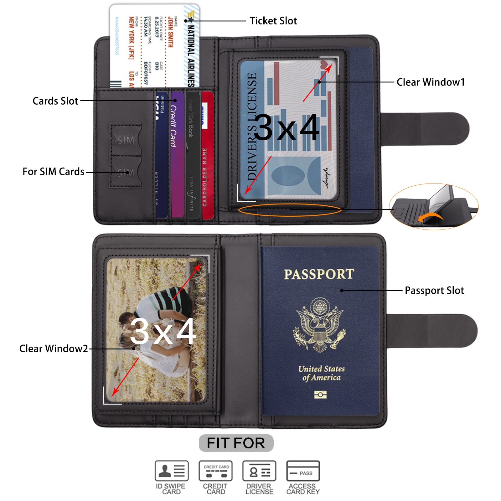 Melsbrinna Rfid Passport Holder for Travel women/Men, Cute Passport Wallet Rfid Blocking Card Slots, Rfid Passport Cover/CaseTravel Wallet, Passport Book Holder (1, Black1)