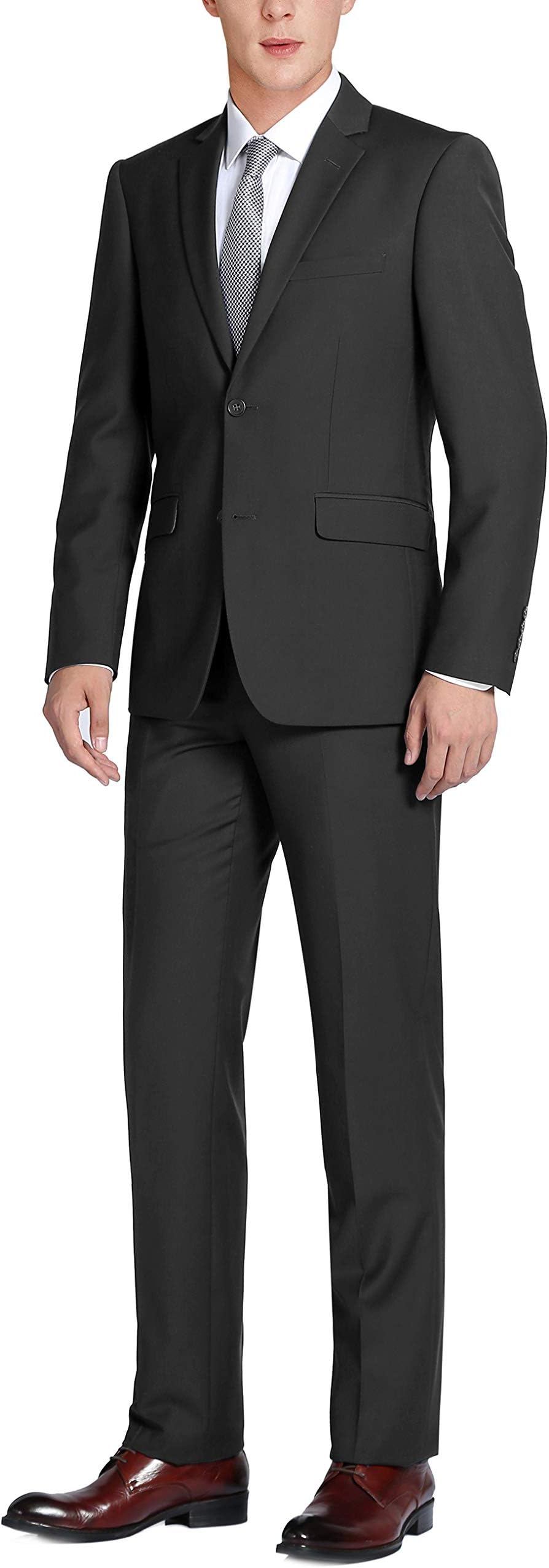 Men's Solid Two Piece Two Button Classic Fit Business Suit-Many Color