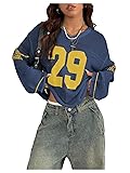 BEAUDRM Women's Number Letter Graphic Sweater