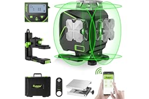Huepar S04CG Professional Laser Level Self Leveling, 4D 360 Construction Lazer Leveler Tool with LCD Screen, Bluetooth＆ Remot