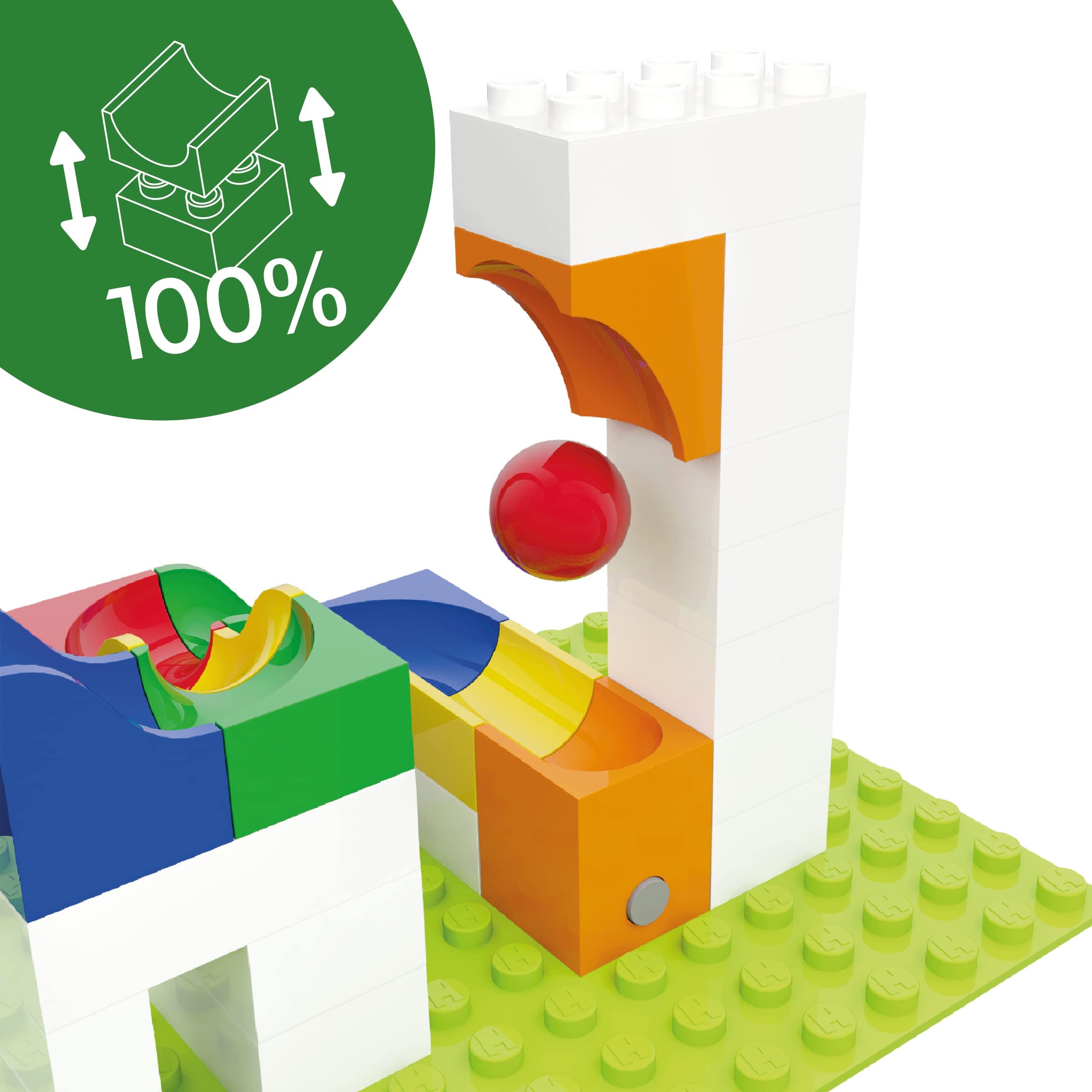 Hubelino Marble Run - 41-Piece Catapult Expansion Set - The Original! Made in Germany! - Certified and Award-Winning Marble Run