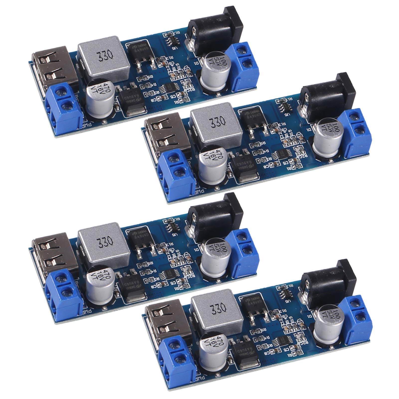 4 Pcs 12V to 5V 5A USB Power Buck Module Step Down Power Buck Converter Phone Fast Charging Step Down Volt Transformer Voltage Regulator