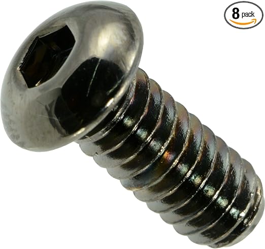 Vis à Tête Bombée Chromée M5 X 0.8 X 10 Mm - Lot De 2 - Grade 8 - Fabriqué Aux USA