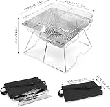Odoland Portable Collapsible BBQ Fire Pit Stainless Steel Grill 43x43x31cm view 3