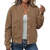 ETCYY NEW Bomber Jackets for Women 2025 Trendy Fall Winter Cropped Coats Button Down Casual Varsity Jacket with Pockets