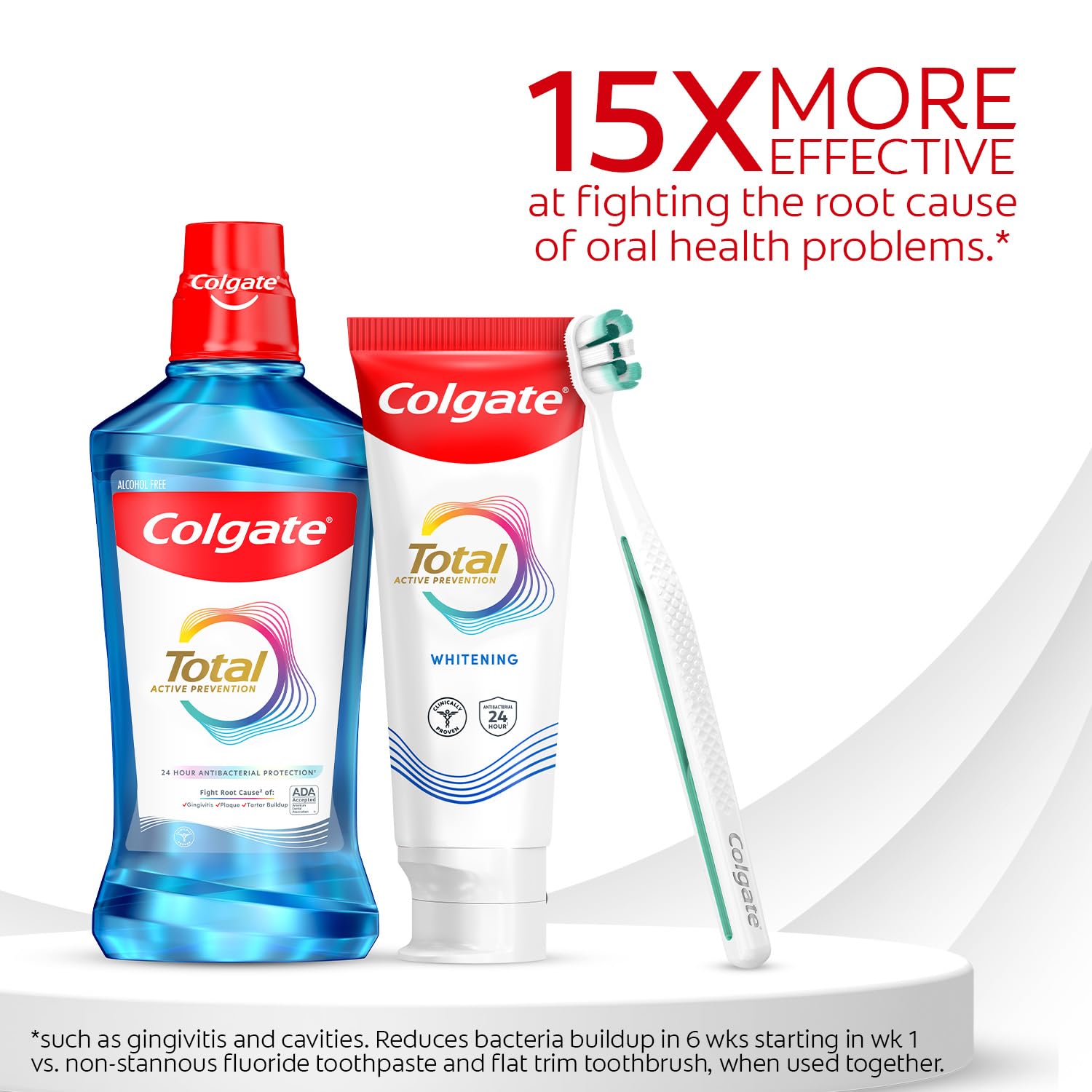 Colgate Total Whitening Toothpaste, 5.1 oz, 2 Pack, Fluoride Antibacterial Paste for Plaque, Gingivitis, Sensitivity, Stain Removal, Clinically Proven, Mint, Stannous Fluoride