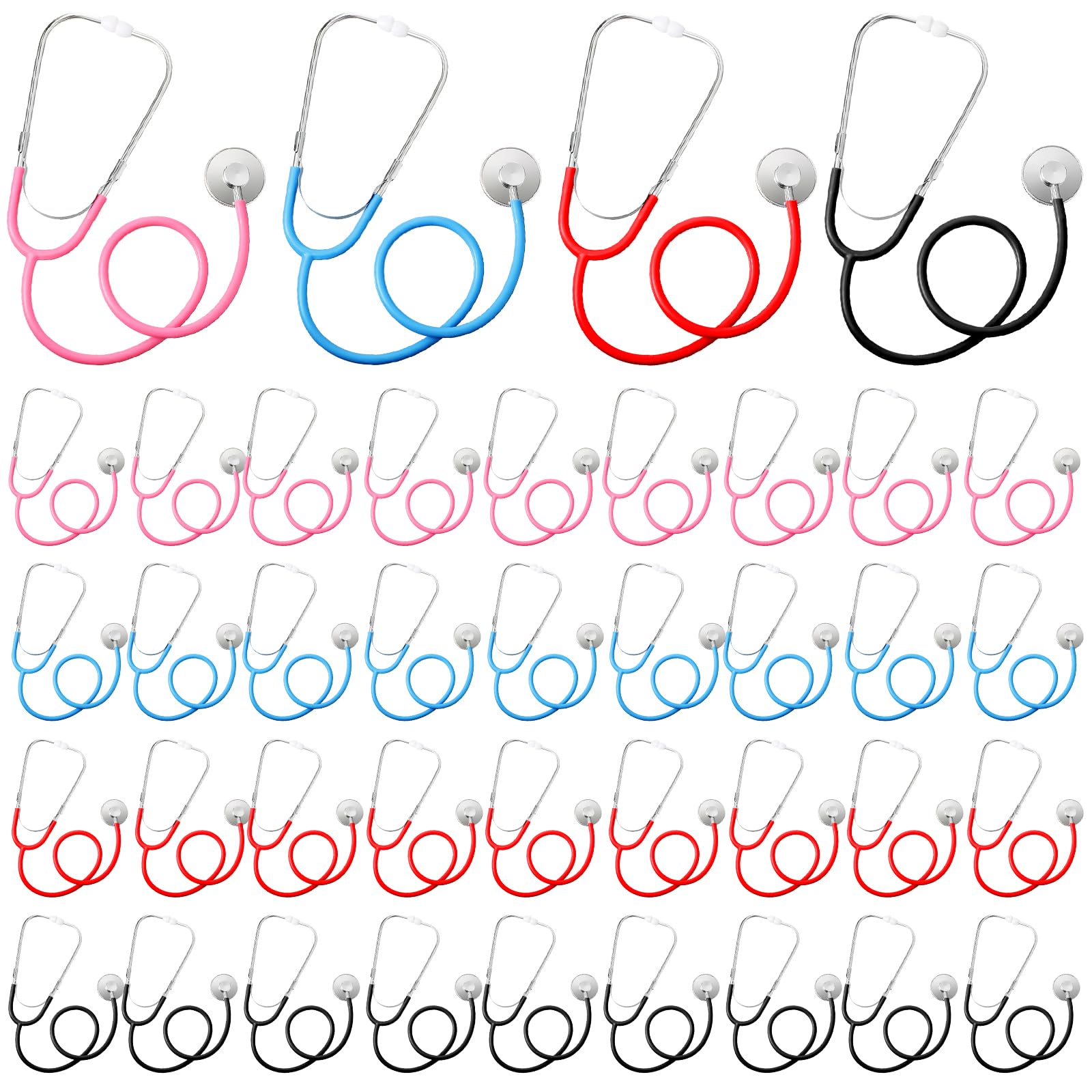 Photo 1 of Hanaive 40 Pcs Halloween Kids Stethoscope Toys Real Working Stethoscopes Bulk for Children Girl Boy Doctor Nurse Party Costume Role Cosplay Pretend Game Accessories, 4 Colors