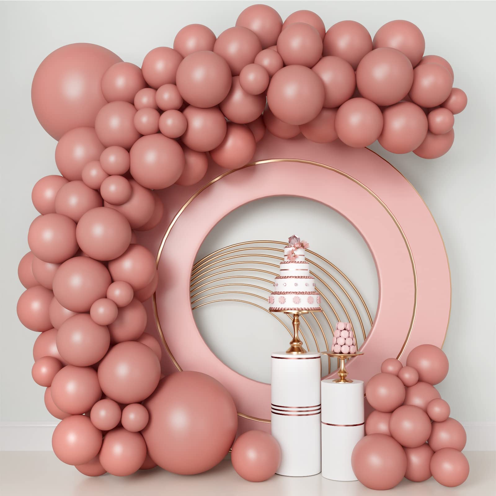 Dusty Pink Balloons 140pcs Retro Pink Balloon Garland Arch Kit 5/10/12/18 Inch Different Size Dusty Rose Pink Latex Balloon for Graduation Baby Shower Wedding Birthday Party Anniversary Decorations