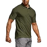 CQR Men's Polo Shirts, Tactical Short Sleeve Golf Performance Shirts, Lightweight Dry Fit UPF 50+ Pique