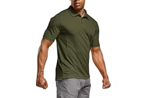 CQR Men's Polo Shirts, Tactical Short Sleeve Golf Performance Shirts, Lightweight Dry Fit UPF 50+ Pique