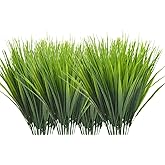 CATTREE Artificial Shrubs Bushes, Plastic Wheat Grass Green Leaves Fake Plants for Indoor Outdoor Home Garden Verandah Kitchen Office Wedding Arrangements Christmas Decoration 8 Pack