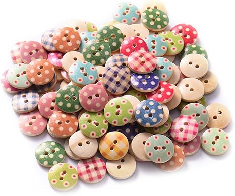 Amazon Co Jp Qin 木のボタンセット ウッドボタン カラフル アンティーク調 手芸 手作り ボタン 2つ穴 100枚セット 手芸に最適 15ｍｍ ホーム キッチン