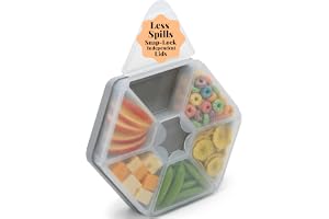 melii Hexagonal Snackle Box | 6 Compartment Snack Container with Individual Snap-Lock Lids, Easy-Grip Design for Kids & Adults, Portion-Control Food Storage for Lunch, Travel & On-the-Go (Grey)
