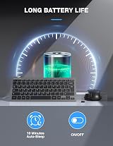 TECKNET Mini Wireless Keyboard and Mouse Set 2.4G Nano Receiver Grey view 6
