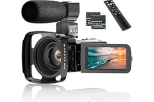 NINIVISION 2.7K Video Camera Camcorder UHD 36MP WiFi Vlogging Camera for YouTube IR Night Vision Anti-Shake 16X Digital Zoom 3” Touch Screen Camera with Microphone,Handheld Stabilizer,Lens Hood,Remote,Batteries