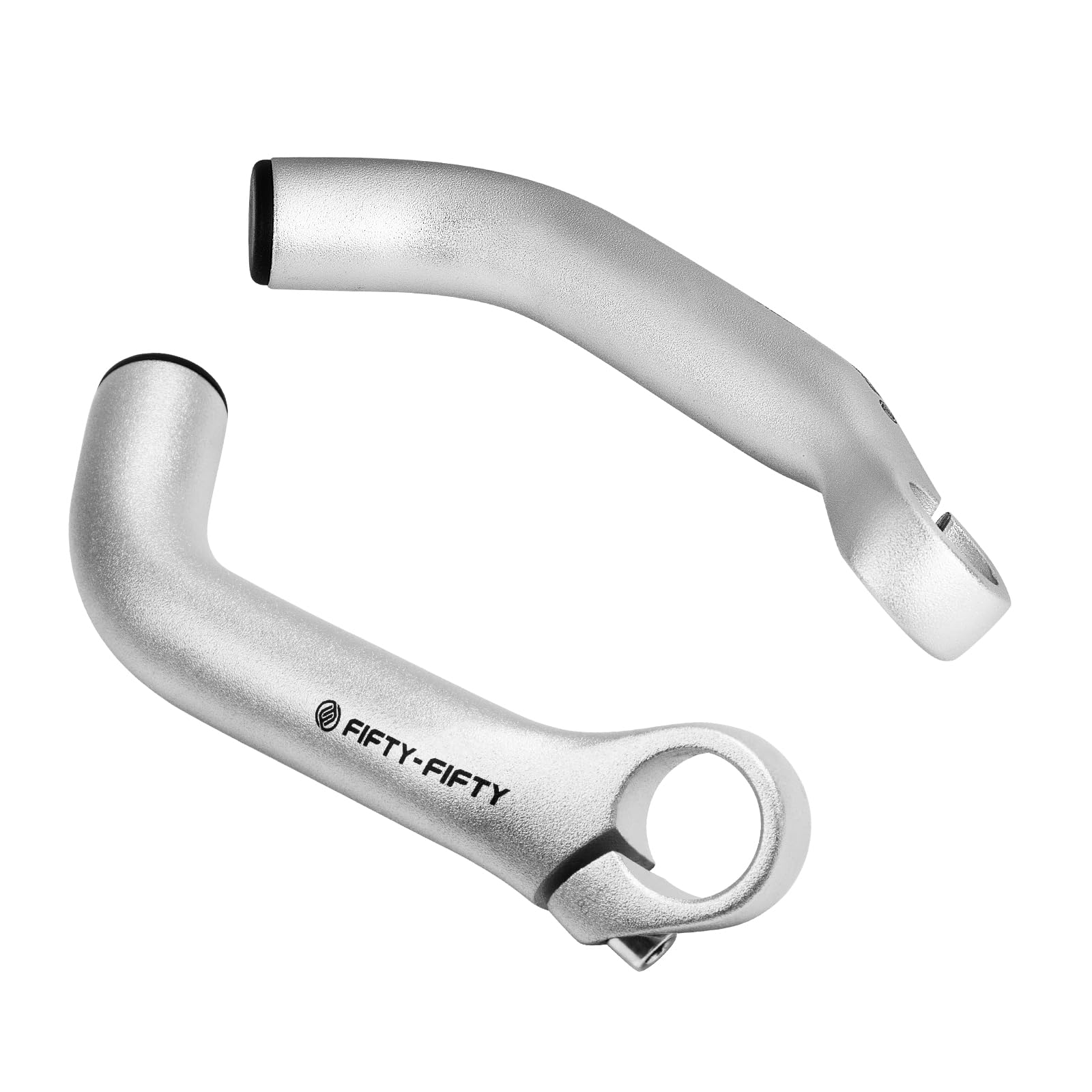 FIFTY-FIFTY Bike Bar Ends, Mountain Bike Handlebar Ends, Aluminium Alloy MTB Bicycle Bar (Brushed Silver)