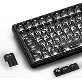 HITIME XVX Black Clear Keycaps, Transparent Keycaps 60 75 100 Percent, Ceramic Keycap Style, Shine Through Keycap, Cherry Profile Keyboard Keycap Set for MX Switches Mechanical Keyboard, 119 Keys