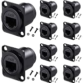 PENGLIN 10PCS D-Type RJ45 Coupler, Shielded RJ45 Panel Mount Connector | Cat5/Cat5e/Cat6 &amp; PoE Compatible,Dustproof &amp; Wear Resistant,Versatile D-Type Mount Design,Minimize Signal Loss