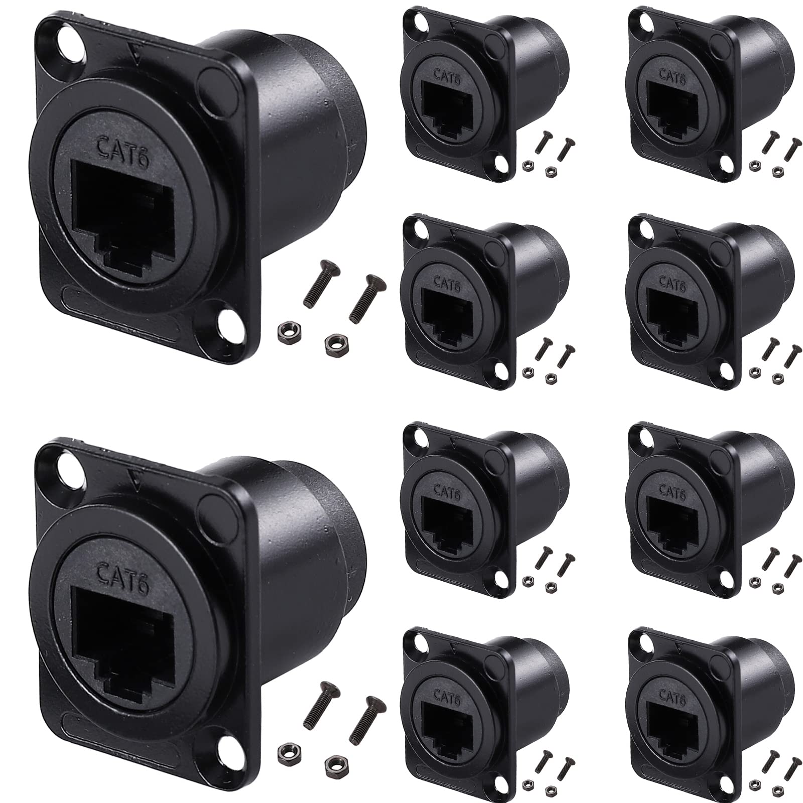 Photo 1 of PENGLIN 10PCS D-Type RJ45 Coupler, Shielded RJ45 Panel Mount Connector, CAT6/CAT5E/CAT5 Female to Female LAN Network Bulkhead Pass Through Socket