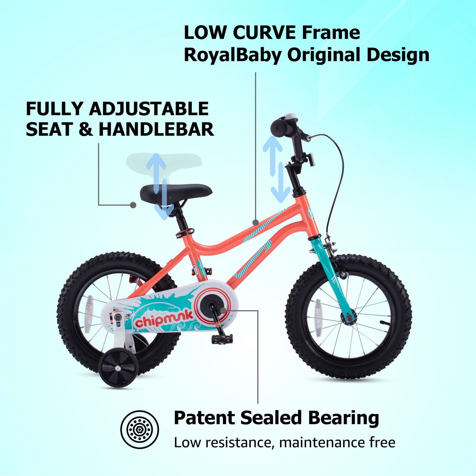 Royalbaby Summer Kids Bike, 12 14 16 18 Inch Bike for Boys Girls Ages 3-9 Years