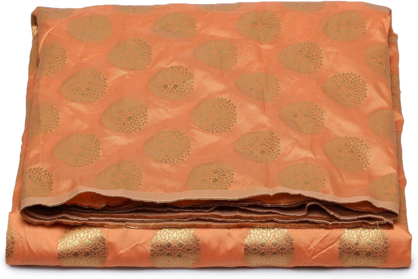 MEVE Orange Brocade Fabric Material (1 Meter)