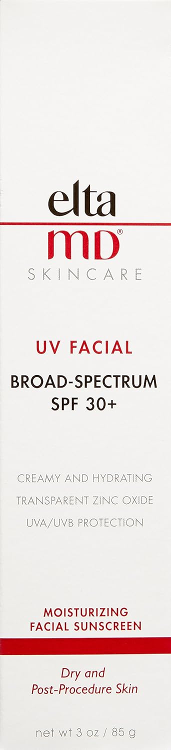 EltaMD UV Facial Moisturizing Sunscreen Broad-Spectrum SPF 30+ with Hyaluronic Acid, Non-Greasy, Mineral-Based Face Sunscreen with Zinc Oxide, 3 oz: Premium Beauty