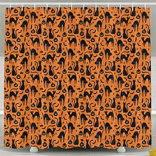 Halloween Cat Gift Shower Curtain Fabric Bathroom Shower Curtain Set,72x60 Inch