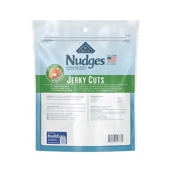 BLUE BUFFALO NUDGES JERKY CUTS NATURAL DOG TREATS CHICKEN BAG
