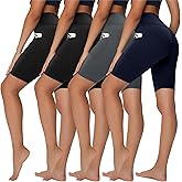4 Pack Biker Shorts for Women - 8” High Waist Tummy Control Summer Workout Shorts for Running Yoga Athletic