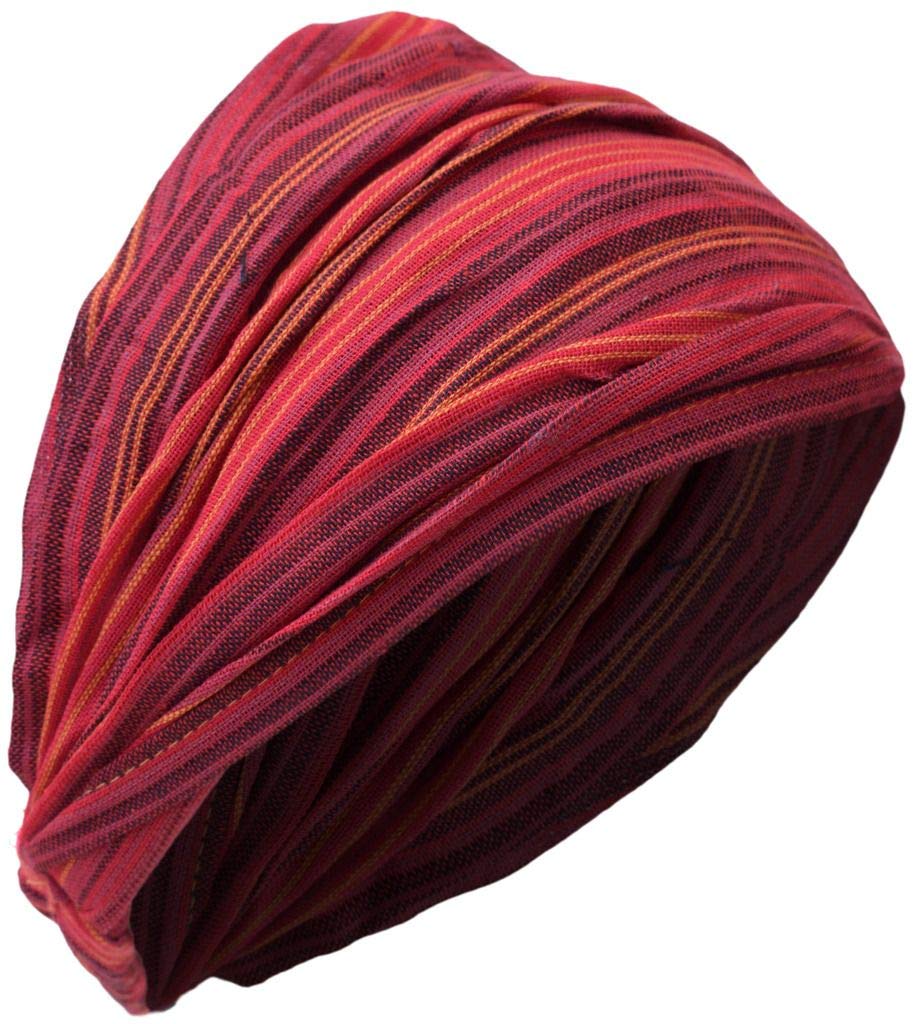 Gheri Cotton Elastic Hippie Bohemian Bandana Headband Striped Red — image 1